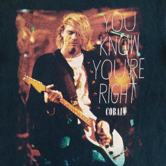 Kurt Cobain You Know You're Right black T-shirt  size Medium - Picture 3 of 7
